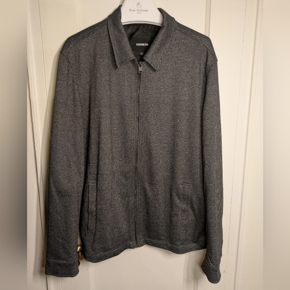 EXPRESS Men's Harrington Gray Zip-Up Jacket Sz Large